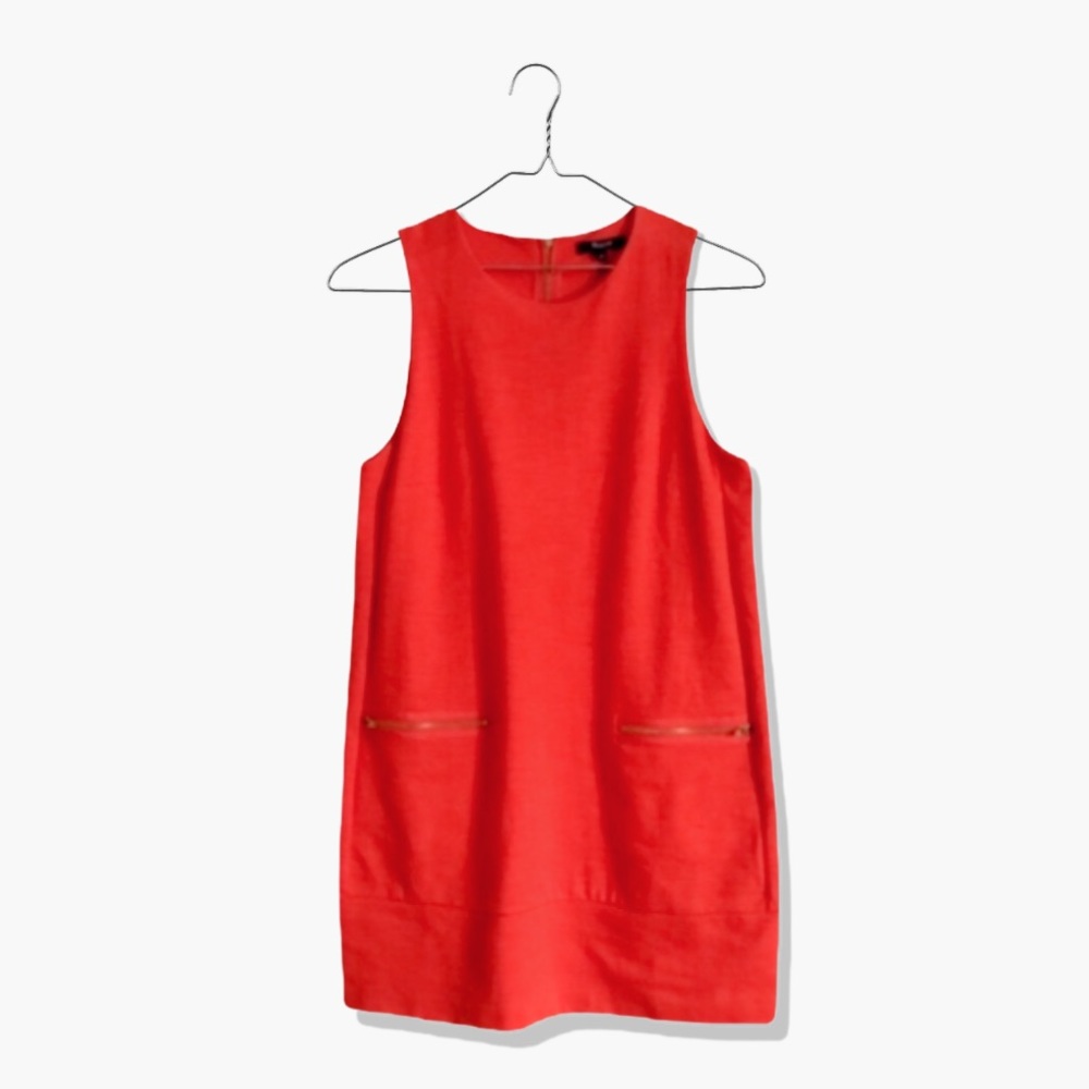 Madewell NWT New Persimmon Sleeveless Zip Shift Dress L
